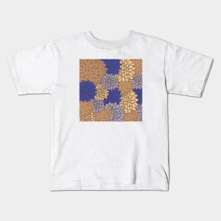 Blue Floral Pattern Kids T-Shirt